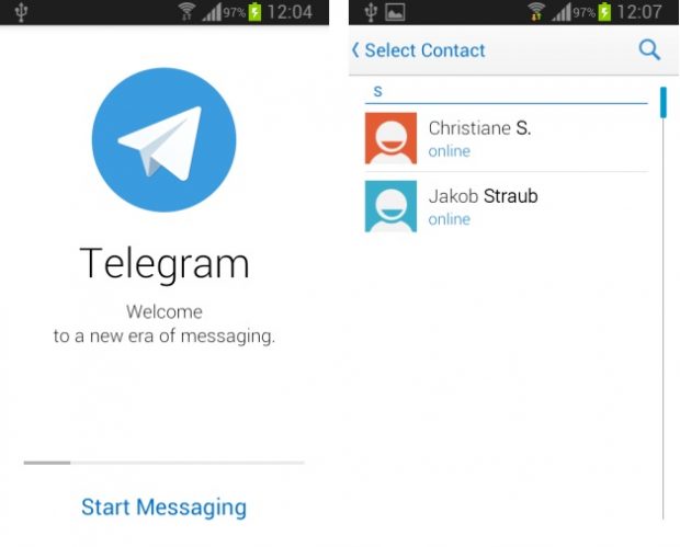 App Telegram, chat